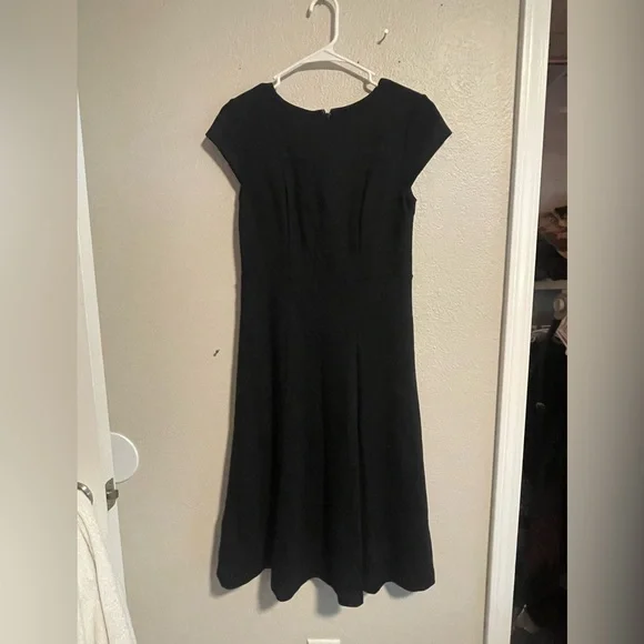 ann taylor black midi dress Ann Taylor LOFT Black Polka Dot Mesh Ruffles Long Sleeve Midi Sweater  Brie